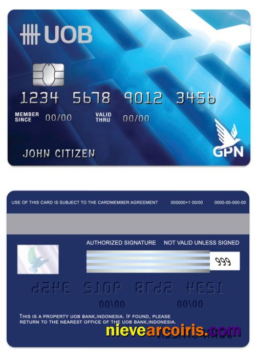 Indonesia UOB bank GPN debit card